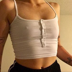 White Crop Top Tank